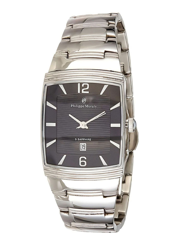 Philippe Moraly of Switzerland Analog Watch for Women with Stainless Steel Band. Water Resistant. M1324WB. Silver-Black