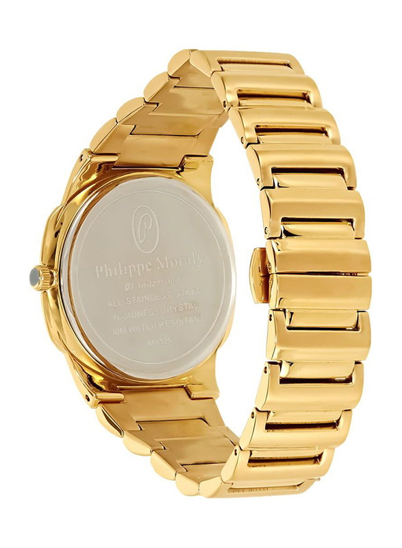 Philippe Moraly of Switzerland Analog Watch for Men with Stainless Steel Band. Water Resistant. M1325GW. Gold-White