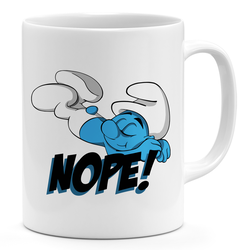 Loud Universe Lazy Smurf Nope Cartoon 11oz Coffee Mug The Smurf Movie 11oz Ceramic Novelty Mug