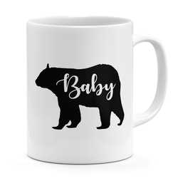 Bear Family mug Baby bear mug silhouette White ceramic mug 11oz Novelty coffee Mug