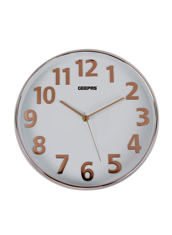 

Geepas GWC26013 3D Wall Clock, Rose Gold/White