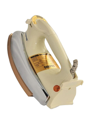 Geepas Dry Iron with Golden Teflon Plate, 1200W, GDI2771, Off White/Gold