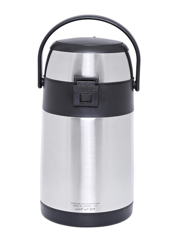 Geepas 2.5 Ltr Stainless Steel Double Wall Airpot Flask, GVF5262, Silver