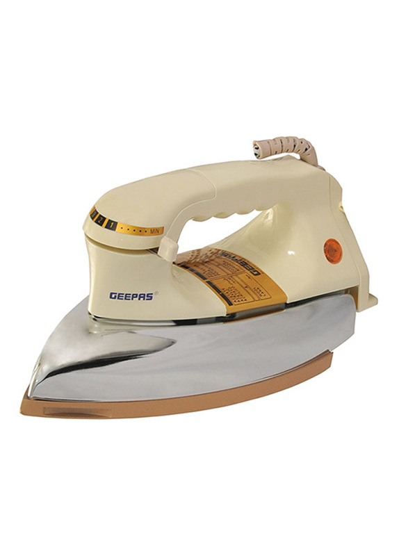 Geepas Dry Iron with Golden Teflon Plate, 1200W, GDI2780, Off White/Gold