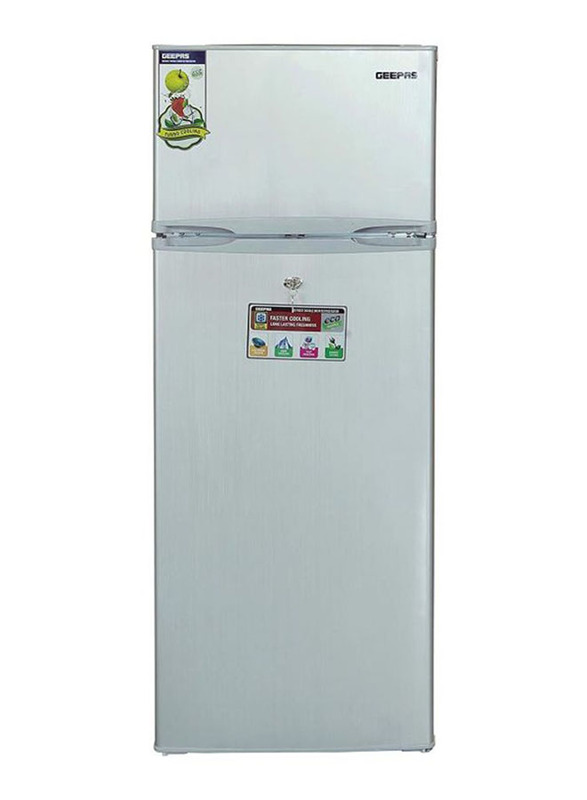 

Geepas Double Door Refrigerator, 171L, GRF2400SXE, Silver