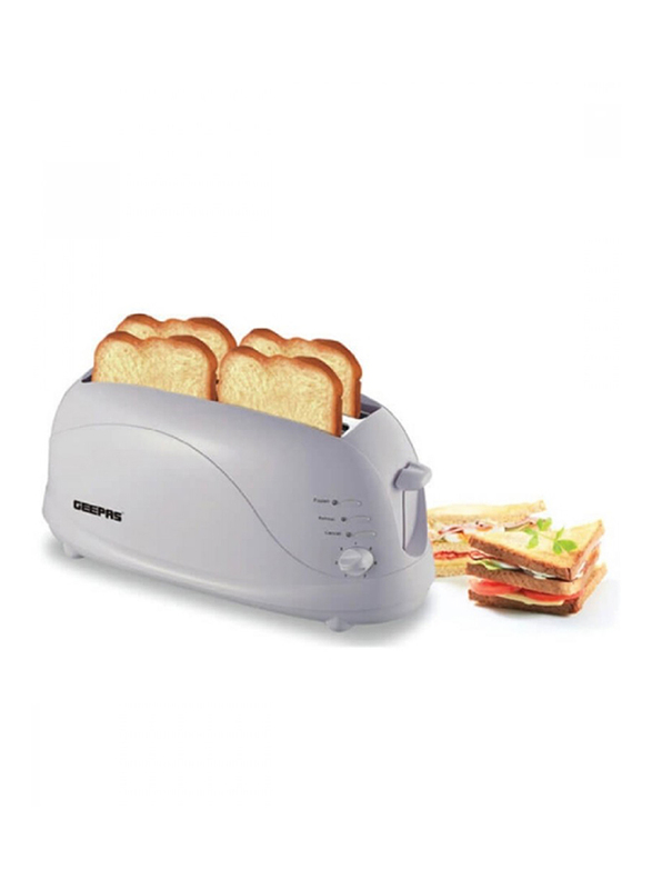 Geepas 4-Slice Bread Toaster with Browning Control, BT9895, White
