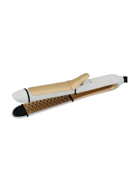 

Geepas 2-in-1 Hair Curler, 1500W, with Ceramic Plate, GH8721, Gold/White
