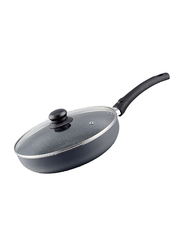 Delcasa 28cm Non-Stick Aluminium Fry Pan with Glass Lid, DC1580, Black