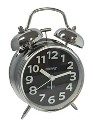Geepas GWC26020 Twin Bell Alarm Clock, Silver/Black