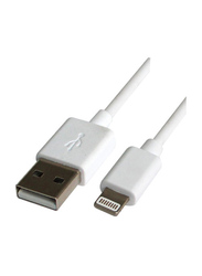 Geepas Sync & Charge Lightning Cable, USB A Male to Lightning for Apple Devices, GC1961, White