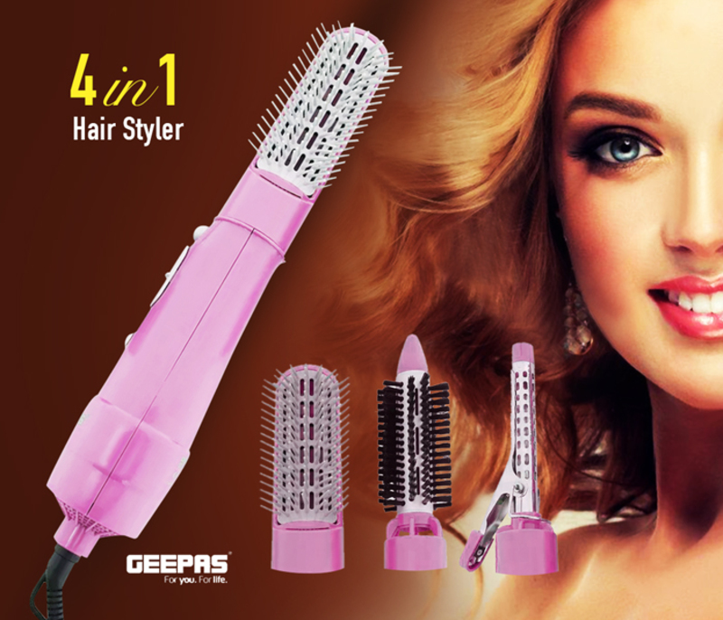 Geepas 4-in-1 Hair Styler, 750W, GH714, Pink  - Dubai
