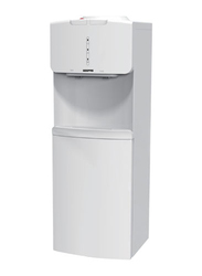 Geepas Top Load Water Dispenser, 5L Hot Water, 2L Cold Water, with Refrigerator Cabinet, Cup Holder, GWD17016, White