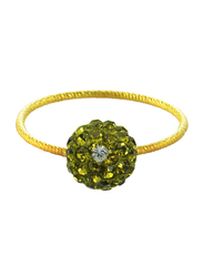 Vera Perla 10K Solid Gold Fashion Ring for Women, with 10 mm Crystal Ball, Gold/Green, US 6
