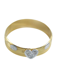 Vera Perla 18K Gold Heart Fashion Ring for Women, with 0.03 ct Genuine Diamonds, Gold/Silver, US 7
