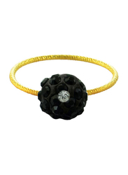 Vera Perla 10K Solid Gold Fashion Ring for Women, with 10 mm Crystal Ball, Gold/Black, US 6