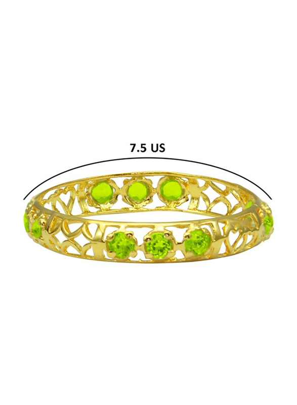 Vera Perla 18k Solid Yellow Gold Fashion Ring for Women, with Peridot Stone, Gold/Green, 7.5US