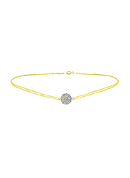 Vera Perla 18K Solid Gold Solitaire Double Link Bracelet for Women, with 0.07ct Genuine Diamonds, Gold/Silver