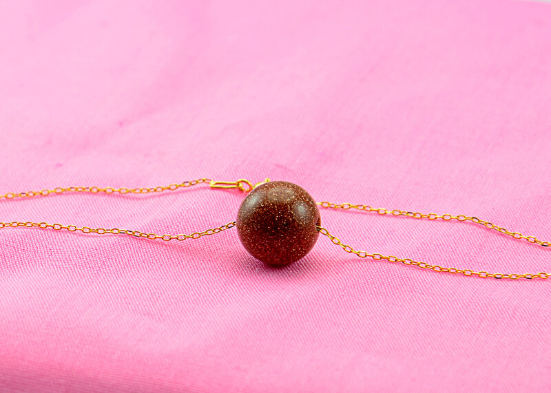 Vera Perla 10k Gold Simple Chain Bracelet for Women with 10mm Sunstone, Gold