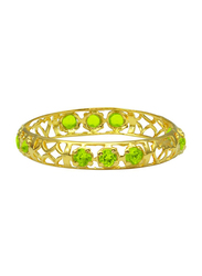 Vera Perla 18k Solid Yellow Gold Fashion Ring for Women, with Peridot Stone, Gold/Green, 7.5US
