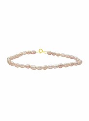 Vera Perla 10K Gold Strand Beaded Bracelet for Women, with Pearl Stone, 5g, Rose Gold
