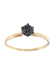 Vera Perla 18K Gold Fashion Ring for Women, with Solitaire 0.07 ct Genuine Diamonds, Gold/Black, US 6.5