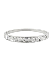 Vera Perla 18K Solid Gold Eternity Fashion Ring for Women, with 0.10 ct Genuine Diamonds, Silver, US 6.5