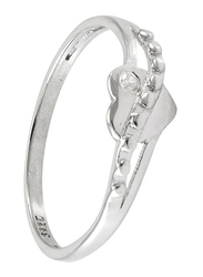 Vera Perla Sterling Heart Promise Ring for Women, with 0.01 ct Diamonds, Silver, US 7