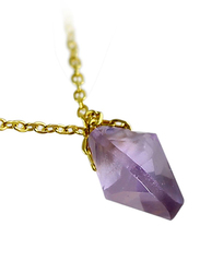 Vera Perla 10K Yellow Gold Necklace for Women, with 7mm Amethyst Stone Pendant, Gold/Purple