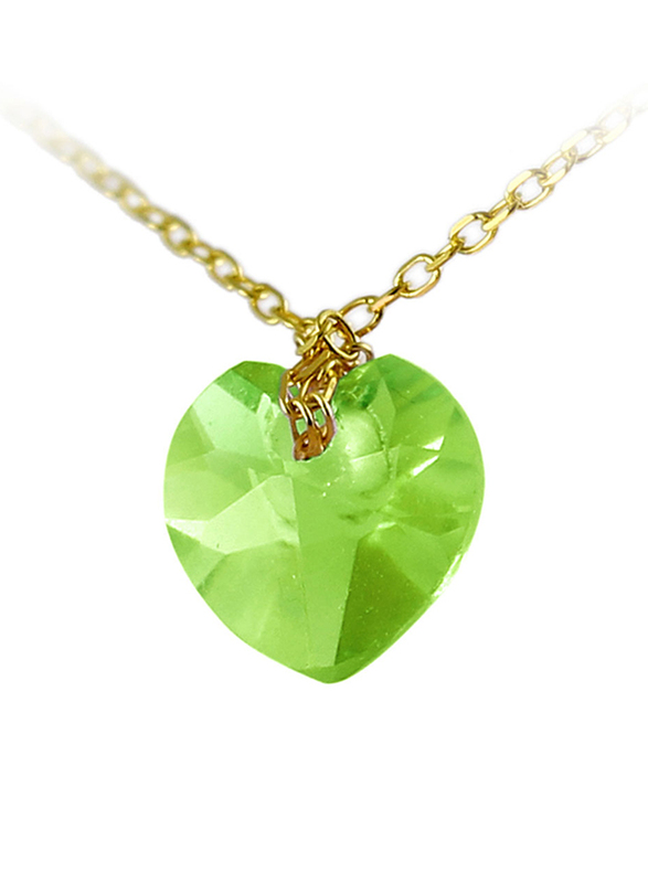 Vera Perla 18K Yellow Gold Pendant Necklace for Women, with Peridot Stone, Green/Gold