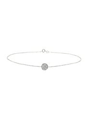 Vera Perla 18K Solid White Solitaire Bracelet for Women, with 0.07ct Genuine Diamonds, Silver