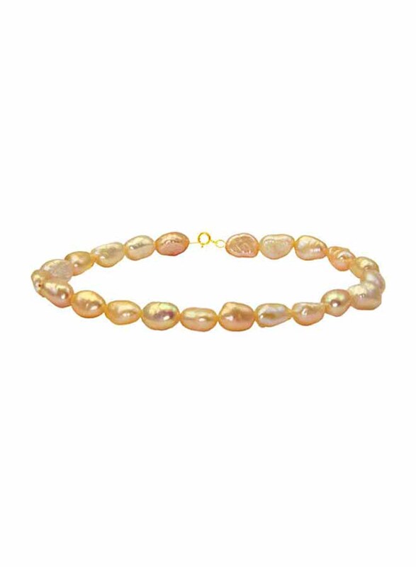 Vera Perla 10K Gold Strand Beaded Bracelet for Women, with Pearl Stone, Rose Gold