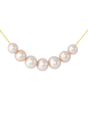 Vera Perla 10K Yellow Gold Chain Necklace for Women, with Pearl Stone, Gold/Pink