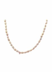 Vera Perla 10K Gold Strand 36cm Beaded Necklace for Women, with Mother of Pearl Stones, Rose Gold