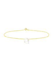Vera Perla 18K Gold Q Letter Chain Bracelet for Women, with Mother of Pearl, Gold/White