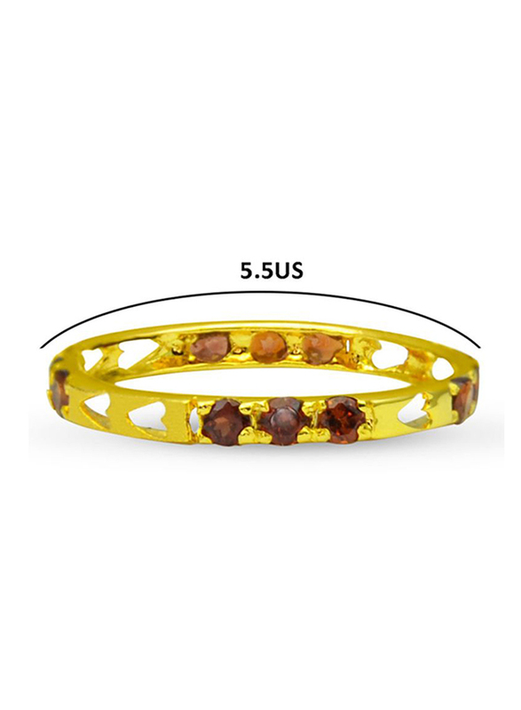 Vera Perla 18k Solid Yellow Gold Heart Fashion Ring for Women, with Garnets Stone, Gold/Brown, 5US