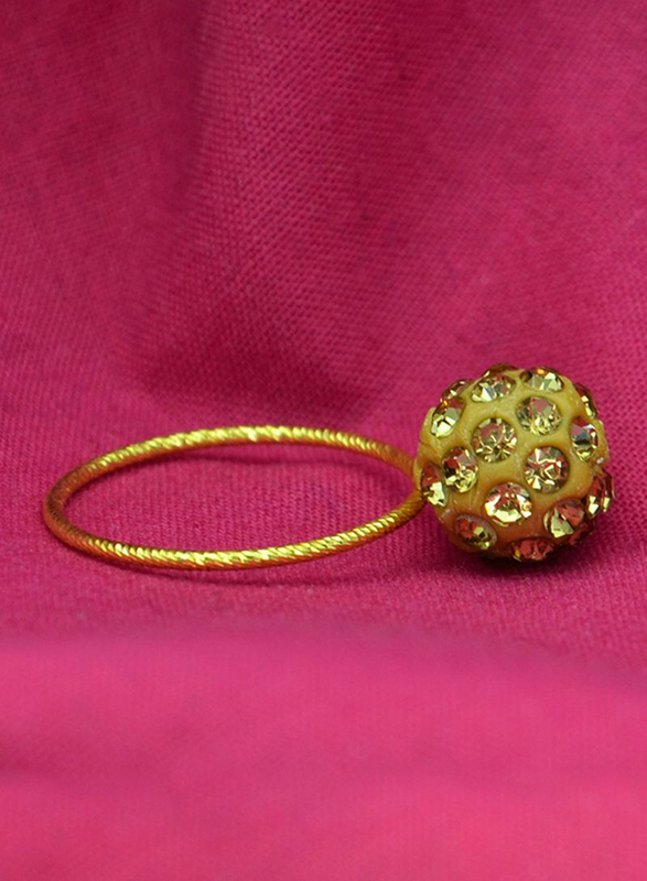 Vera Perla 18k Solid Yellow Gold Fashion Ring for Women, with 10mm Crystal Ball, Gold/Clear, 6US