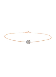 Vera Perla 18K Rose Gold Solitaire Chain Bracelet for Women, with 0.07ct Genuine Diamonds, Rose Gold/Silver