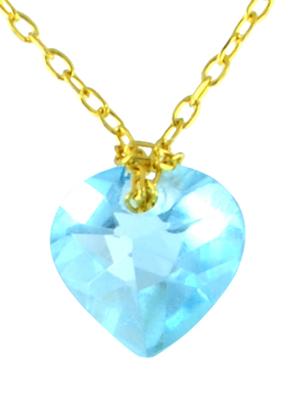 Vera Perla 18K Gold Pendant Necklace for Women, with Topaz Stone, Blue/Gold