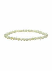 Vera Perla Elastic Stretch Bracelet for Women, with Pearl Stone, White
