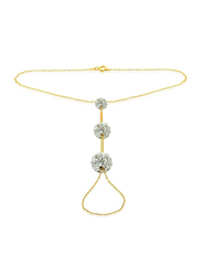 Vera Perla 18K Gold Chain Bracelet for Women, with Built-in Gradual Crystal Ball, Gold/Silver