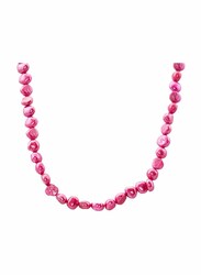 Vera Perla 10K Gold Strand 41cm Beaded Necklace for Women, with Mother of Pearl Stones, Pink