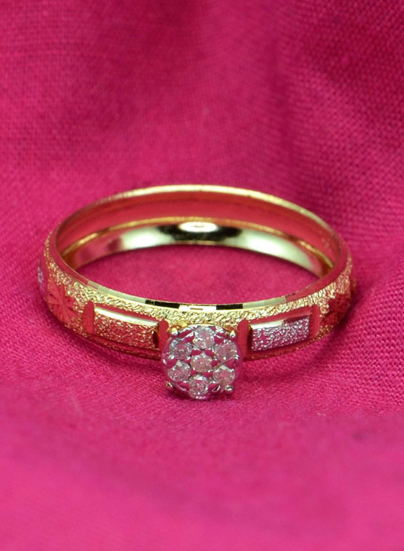Vera Perla 18k Solid 3 Tone Gold Solitaire Fashion Ring for Women, with 0.07 ct Genuine Diamonds, Gold/Clear, 6US