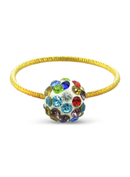 Vera Perla 10k Solid Yellow Gold Simple Fashion Ring for Women, with 10 mm Crystal Ball, Multicolor, 6US