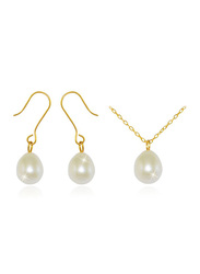 Vera Perla 2-Pieces 10K Gold Necklace Set for Women, with Pearl Stone, White