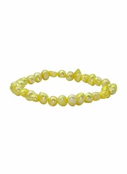 Vera Perla Elastic Stretch Bracelet for Women, with Pearl Stone, Yellow