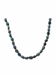 Vera Perla 10K Gold Strand Beaded Necklace for Women, with Mother of Pearl Stones, Jade