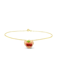 Vera Perla 18K Solid Yellow Gold Chain Bracelet for Women, with Heart Shape Cupcake Cherry, Gold/Pink