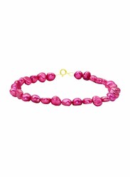 Vera Perla 10K Gold Strand Beaded Bracelet for Women, with Pearl Stone, Dark Pink