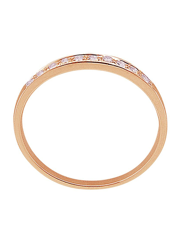 Vera Perla 18k Rose Gold Eternity Fashion Ring for Women, with 0.1 ct Genuine Diamonds, Rose Gold/Clear, US 6.5