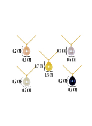 Vera Perla 10K Gold Necklace for Women, with 5 Pearls Stone Pendant, Multicolor